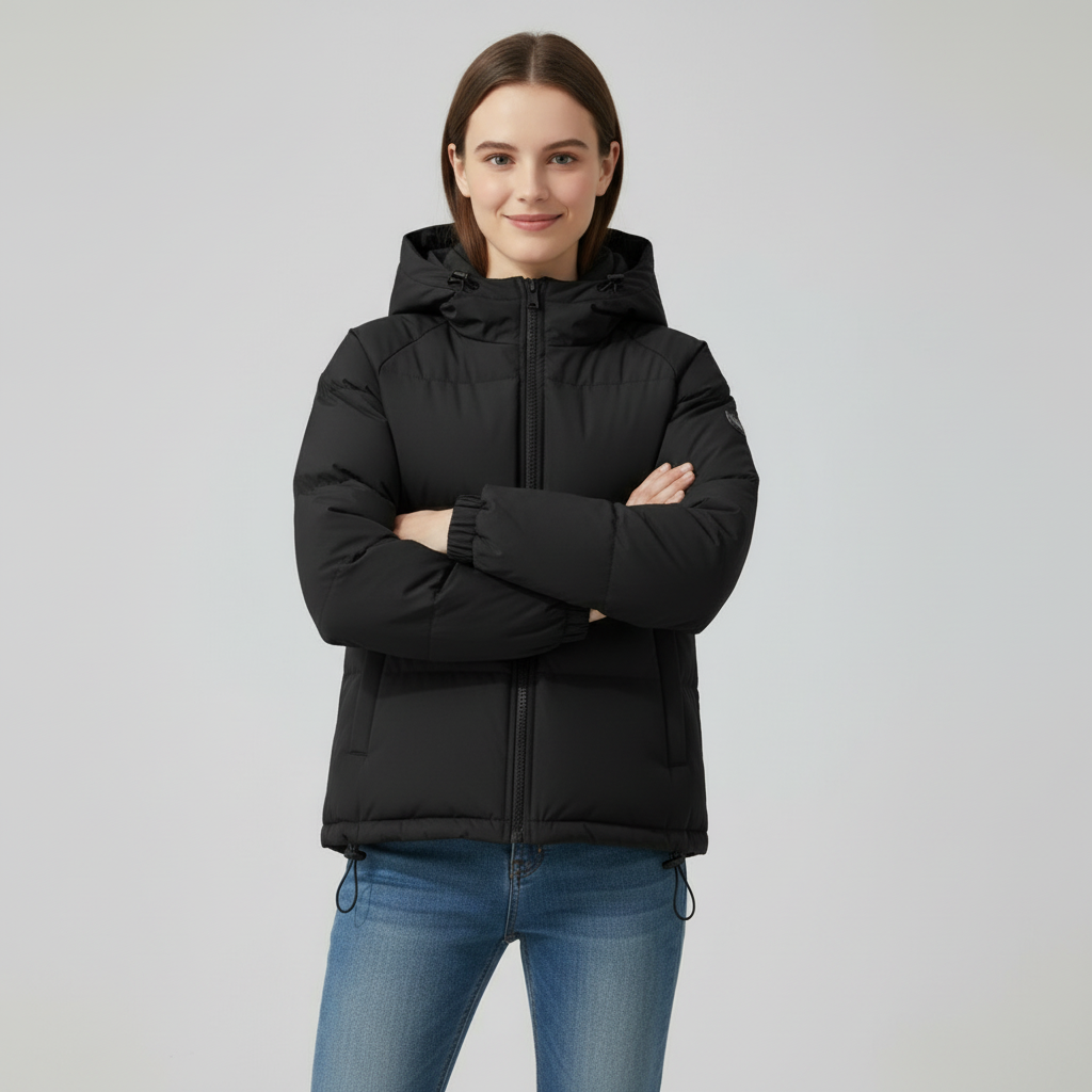 Gefütterte Damen Winterjacke Mit Kapuze