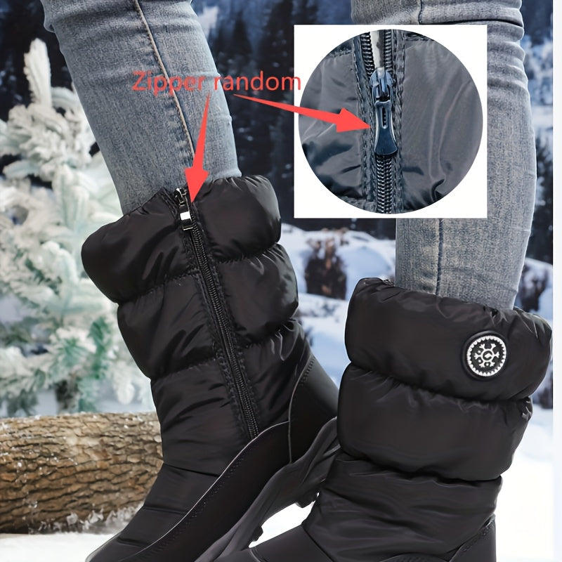 Wadenhohe Damen Winterstiefel Mit Kunstfellfutter