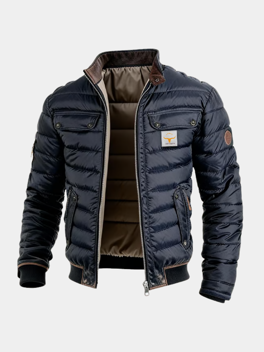 Herren Gesteppte Pufferjacke mit Stehkragen