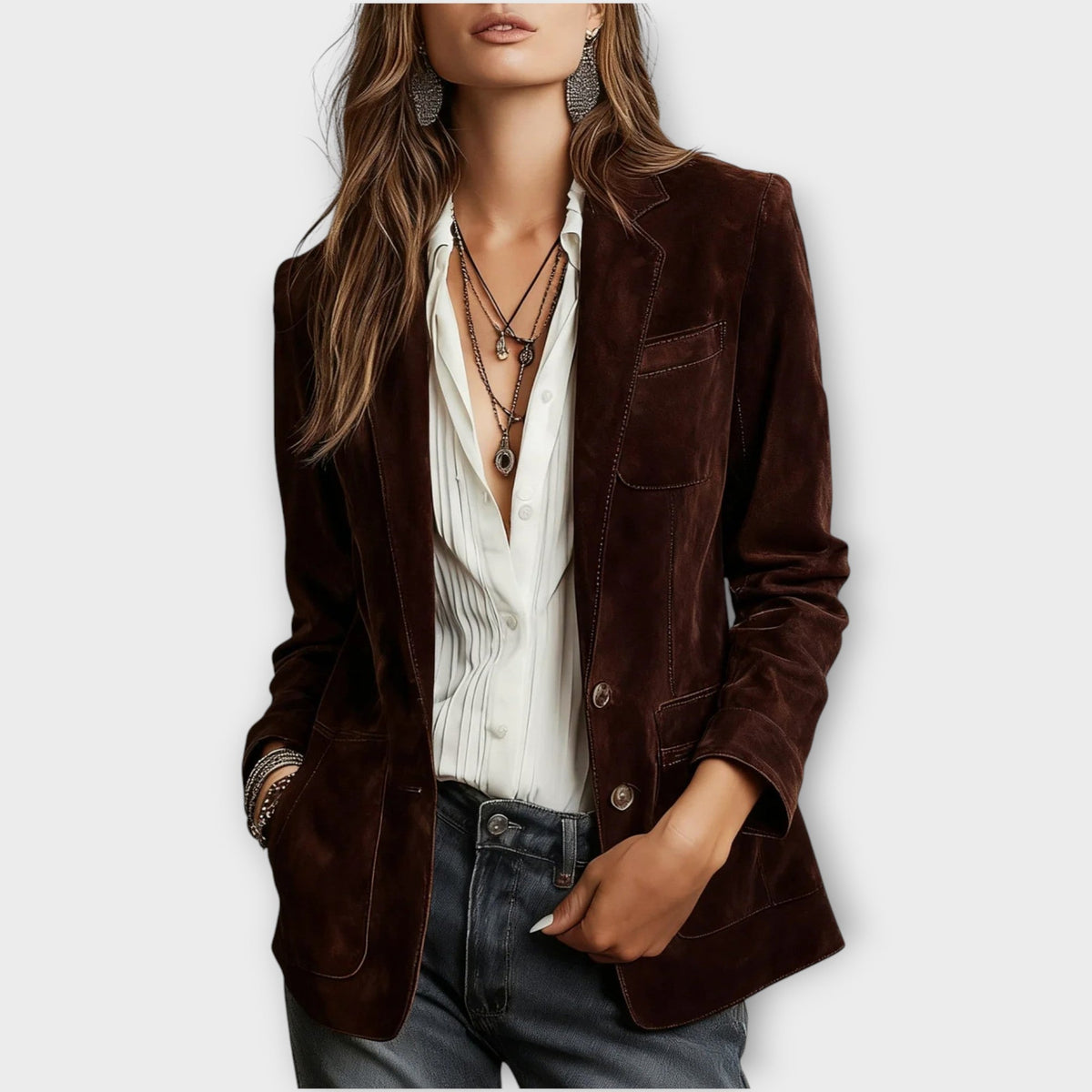 Damen Wildleder Blazer im Vintage Look