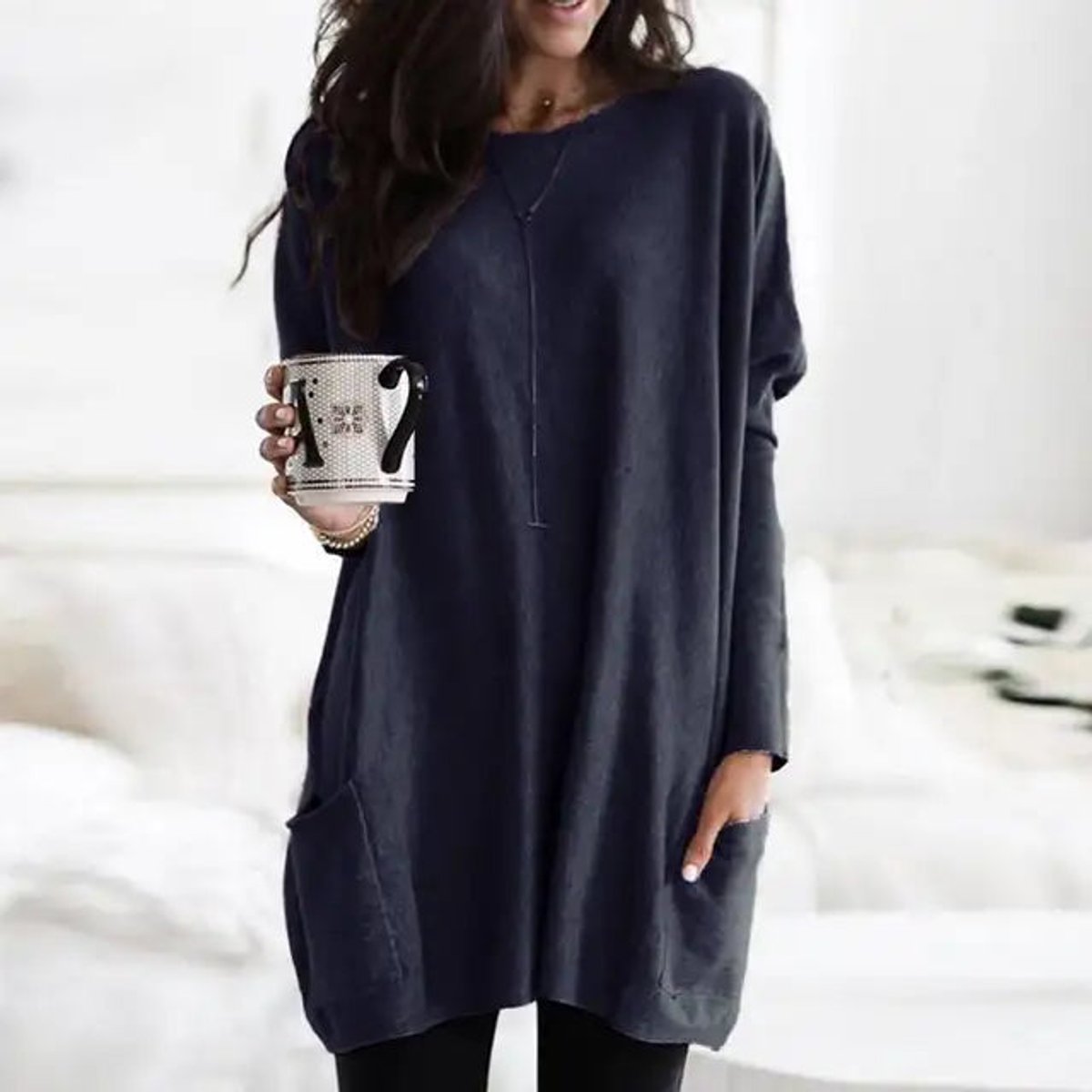 Pull-tunique oversize avec poches