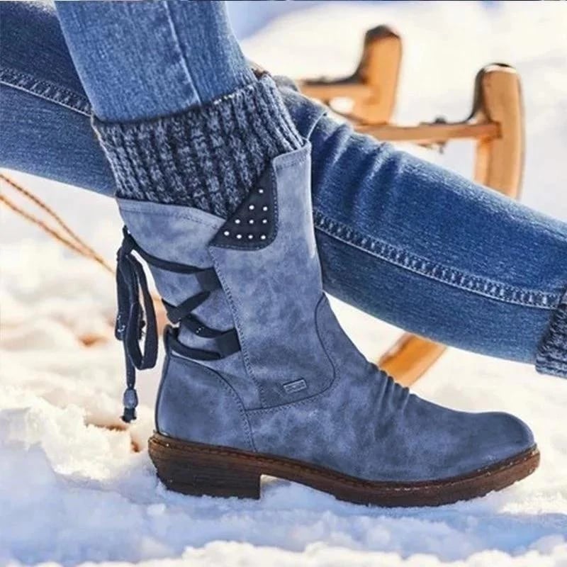 Wasserdichte Damen Stiefel Mit Wadenreißverschluss