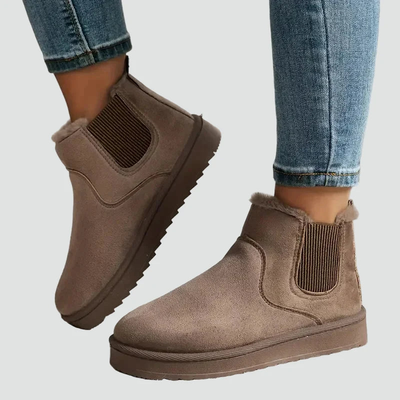 Gefütterte Damen Winter Stiefeletten mit Elastikeinsatz