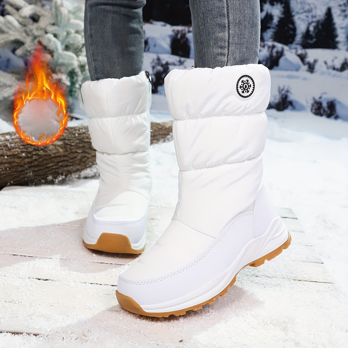 Wadenhohe Damen Winterstiefel Mit Kunstfellfutter