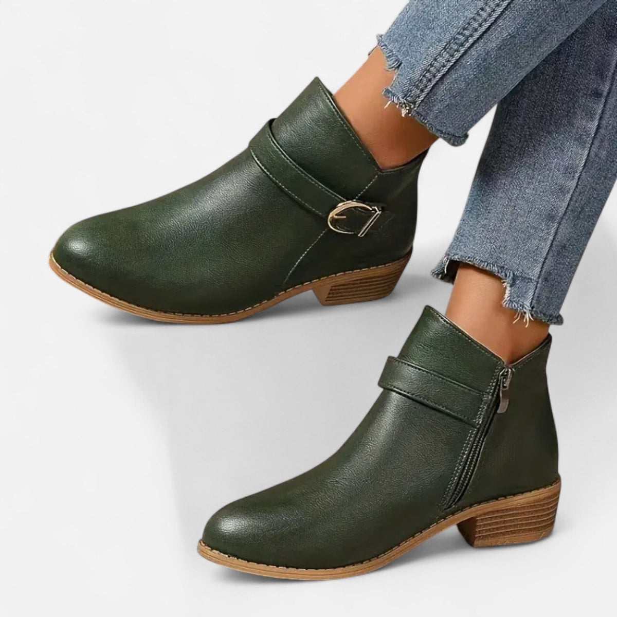 Spitze Damen Stiefeletten Mit Schnallen Detail