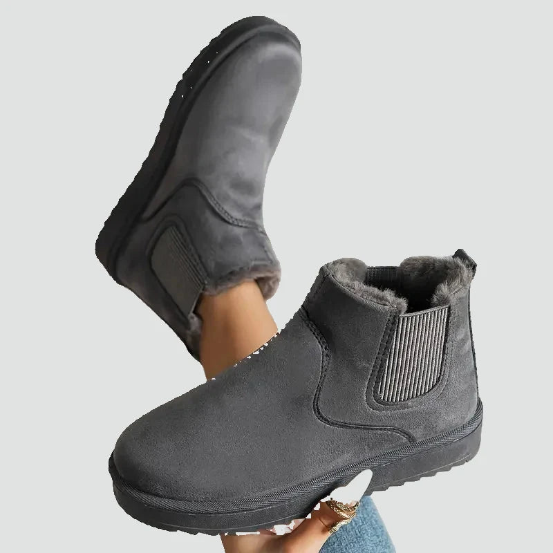 Gefütterte Damen Winter Stiefeletten mit Elastikeinsatz