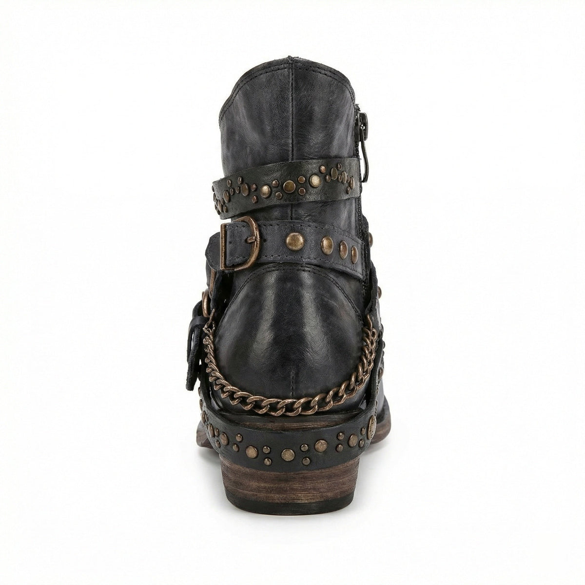 Damen Stiefeletten im Vintage Look mit Kettendetail