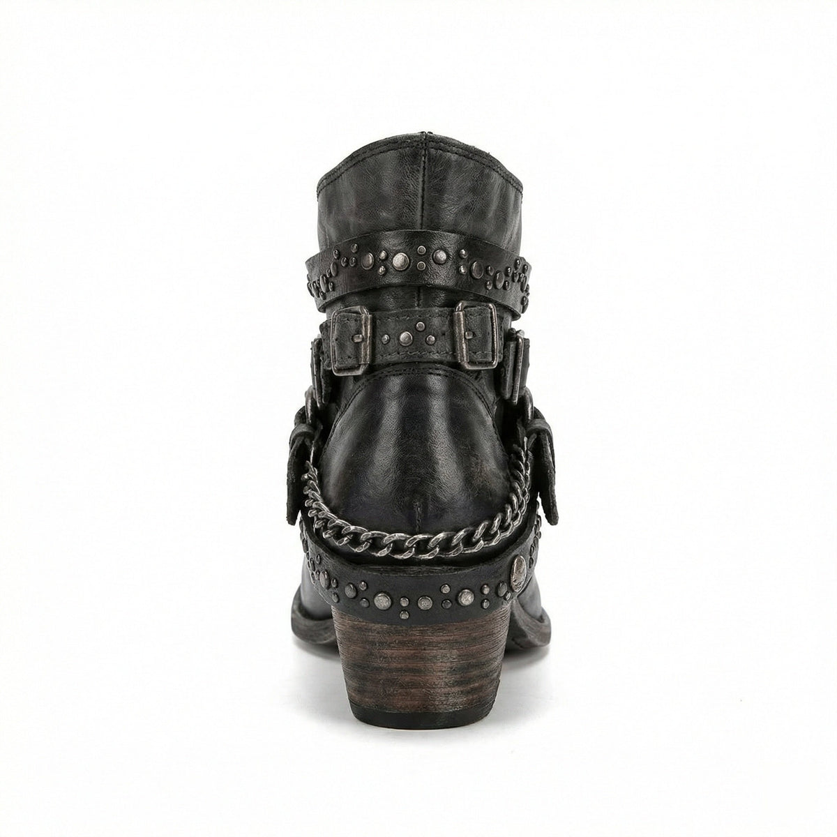 Damen Stiefeletten im Vintage Look mit Kettendetail