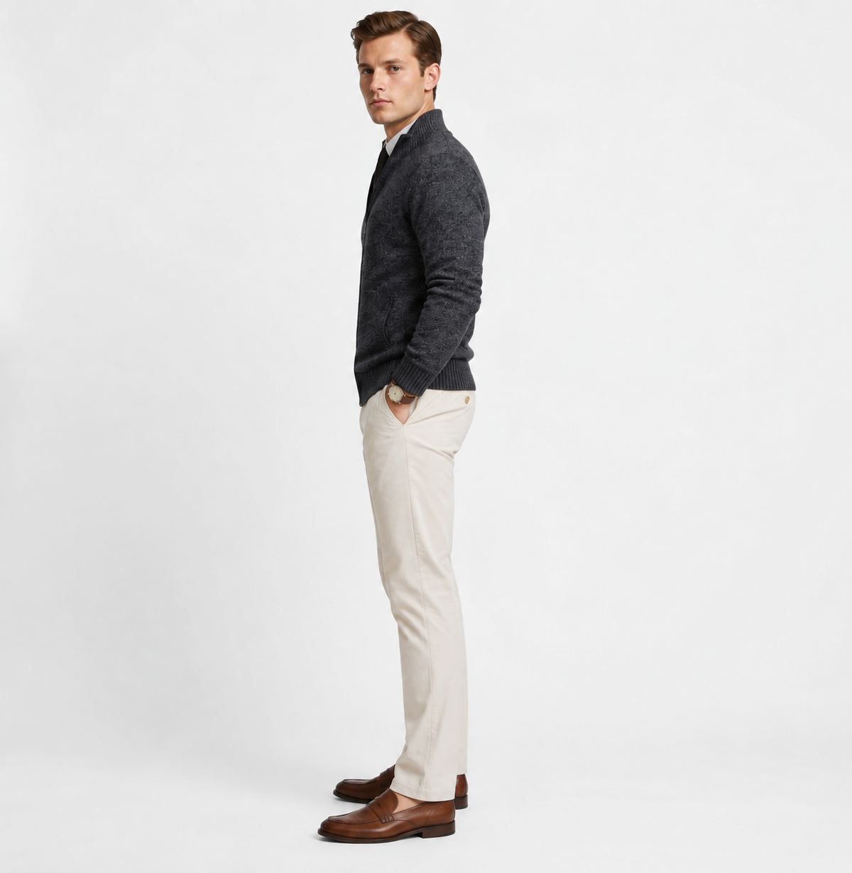 Eleganter Herren Pullover Slim Fit aus Woll-Baumwoll-Mix
