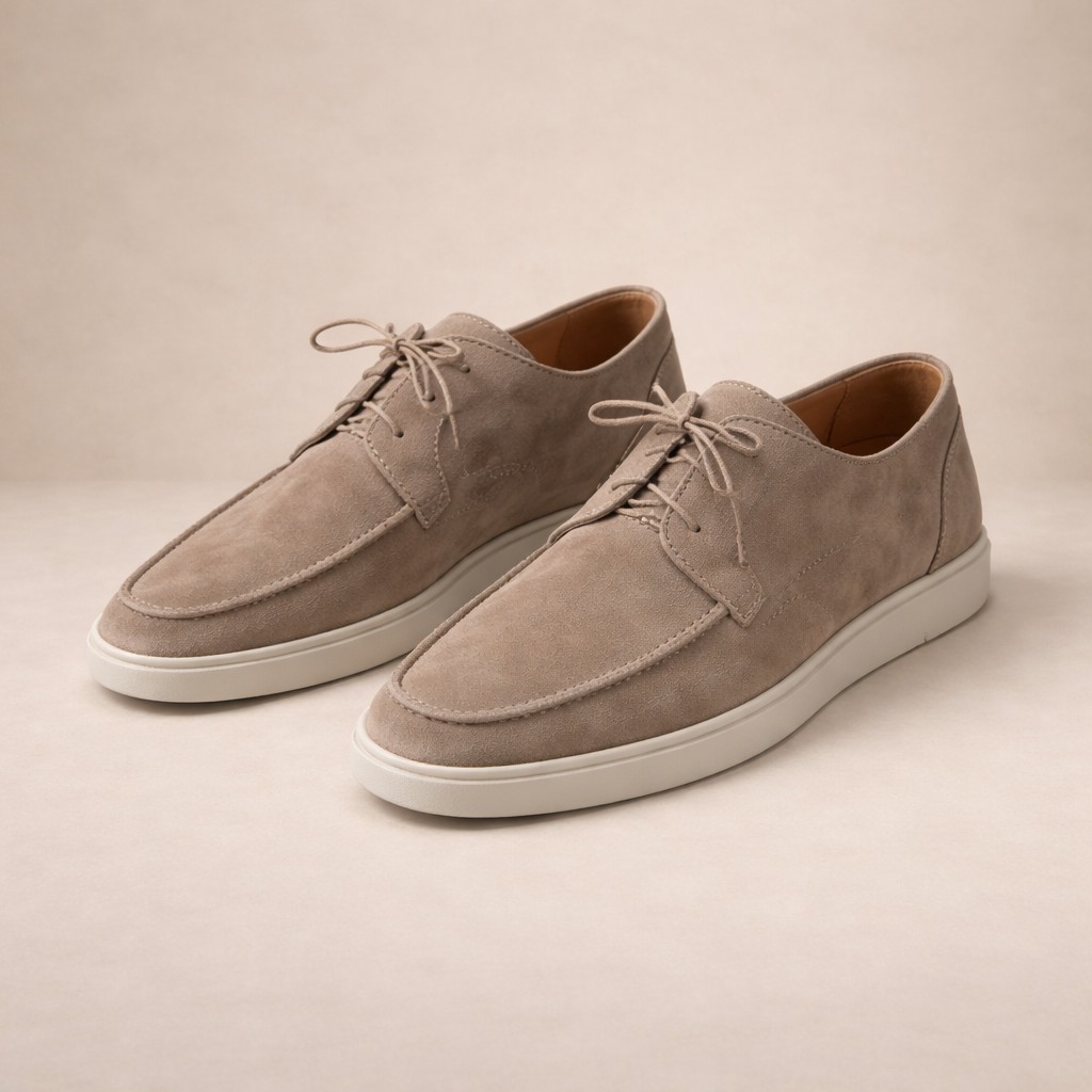 Herren Loafer aus Velourskunstleder mit Schnürung und geschlossener Spitze