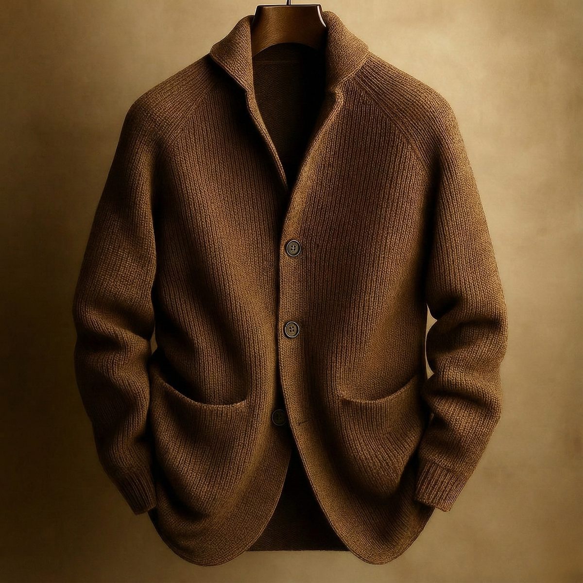 Gerippter Strickcardigan Mit Schalkragen