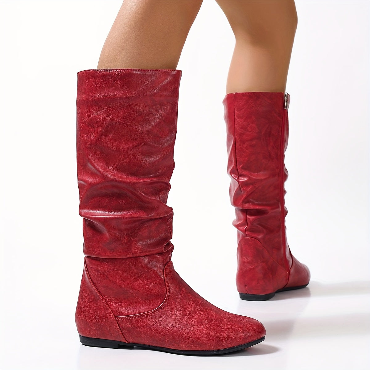 Flache Damen Stiefeletten Mit Seitlichem Reißverschluss