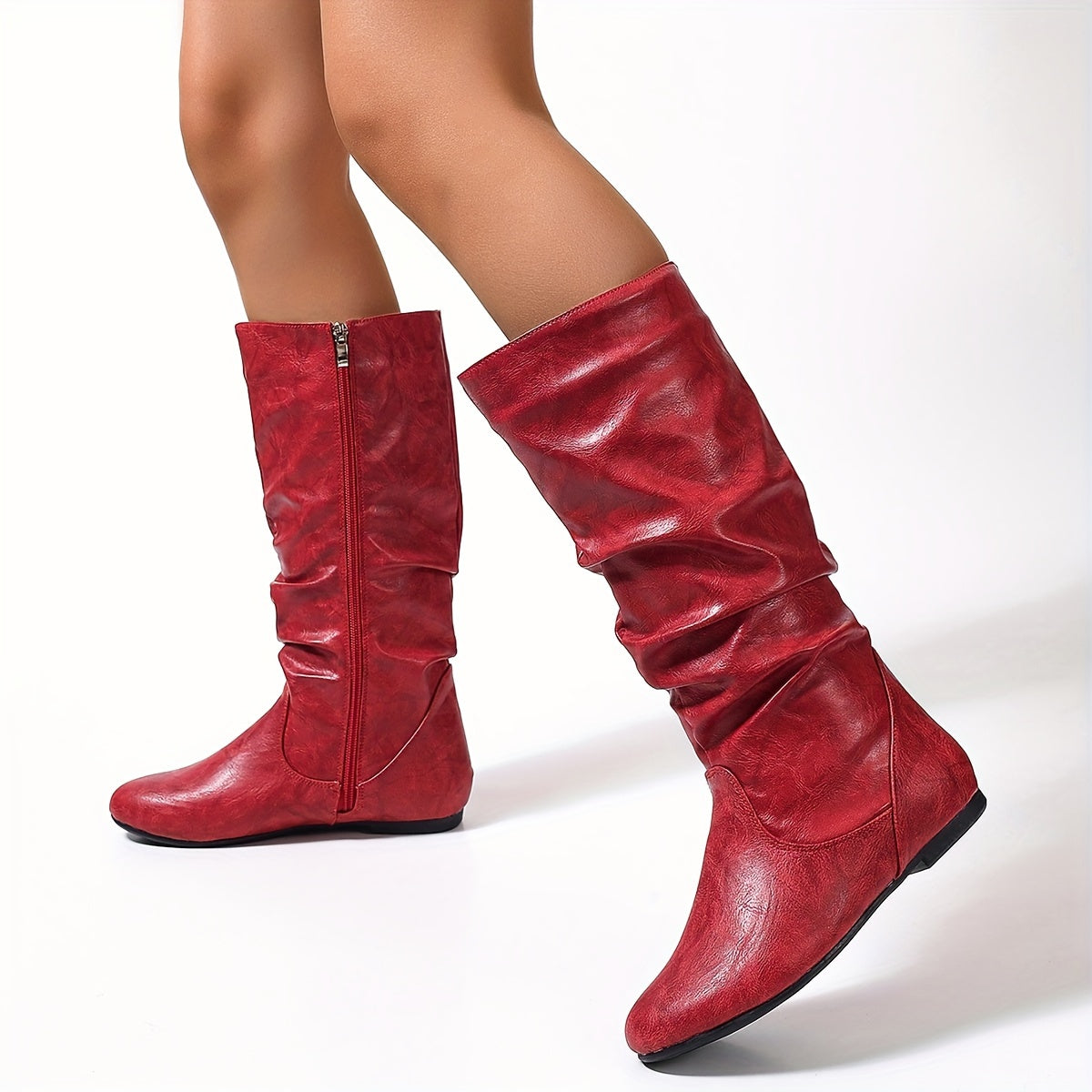 Flache Damen Stiefeletten Mit Seitlichem Reißverschluss