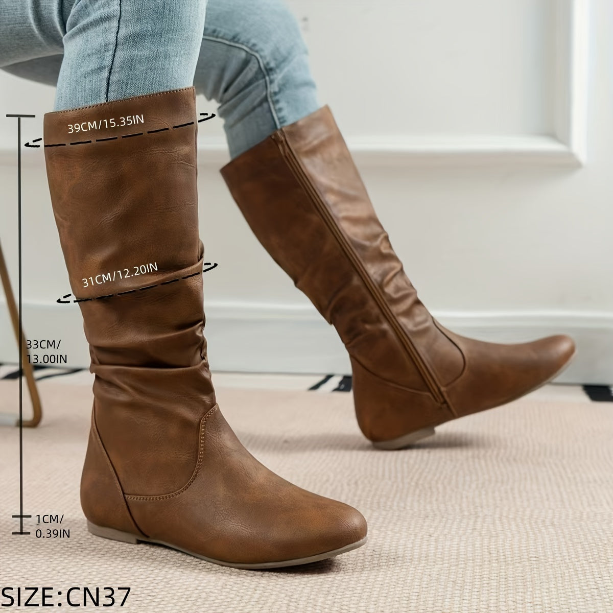 Flache Damen Stiefeletten Mit Seitlichem Reißverschluss