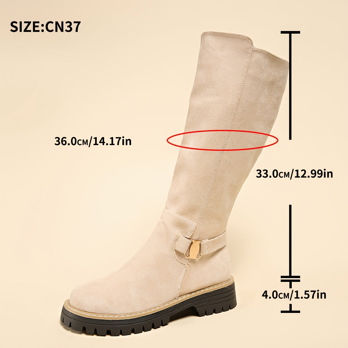 Kniehohe Damenstiefel mit Blockabsatz und Profilsohle