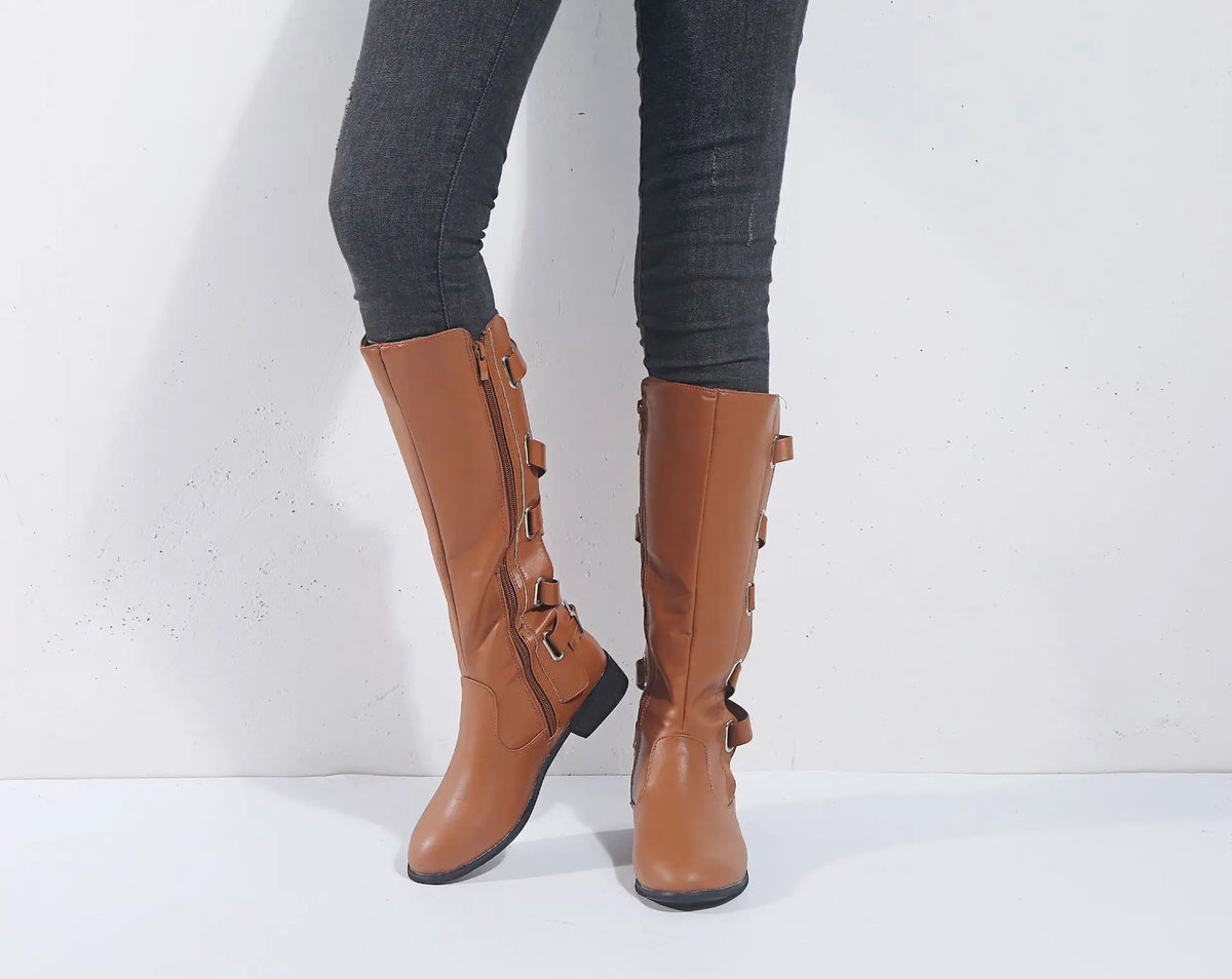 Knöchelhohe Damen Reitstiefel Mit Schnallen Hinten