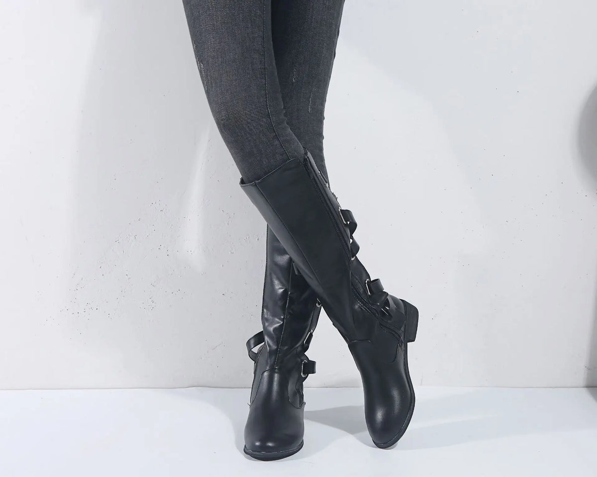 Knöchelhohe Damen Reitstiefel Mit Schnallen Hinten