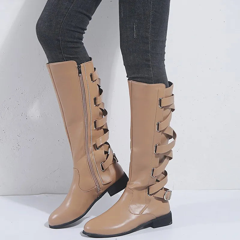 Knöchelhohe Damen Reitstiefel Mit Schnallen Hinten
