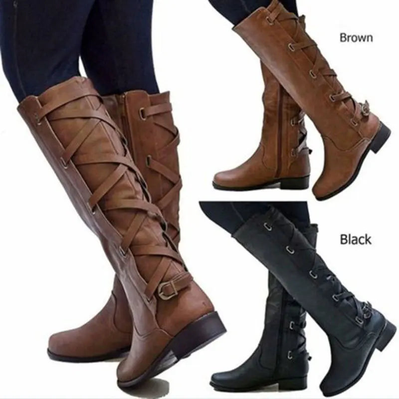 Knöchelhohe Damen Reitstiefel Mit Schnallen Hinten
