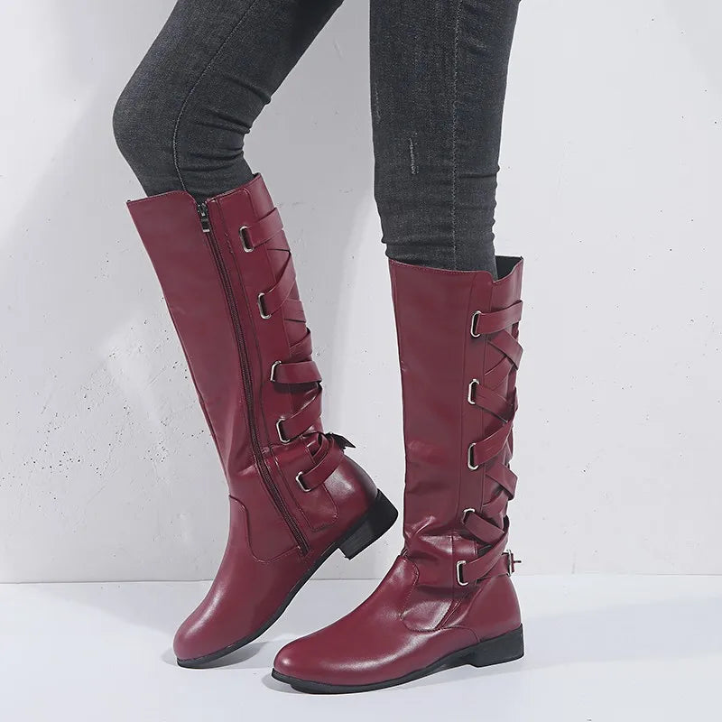 Knöchelhohe Damen Reitstiefel Mit Schnallen Hinten