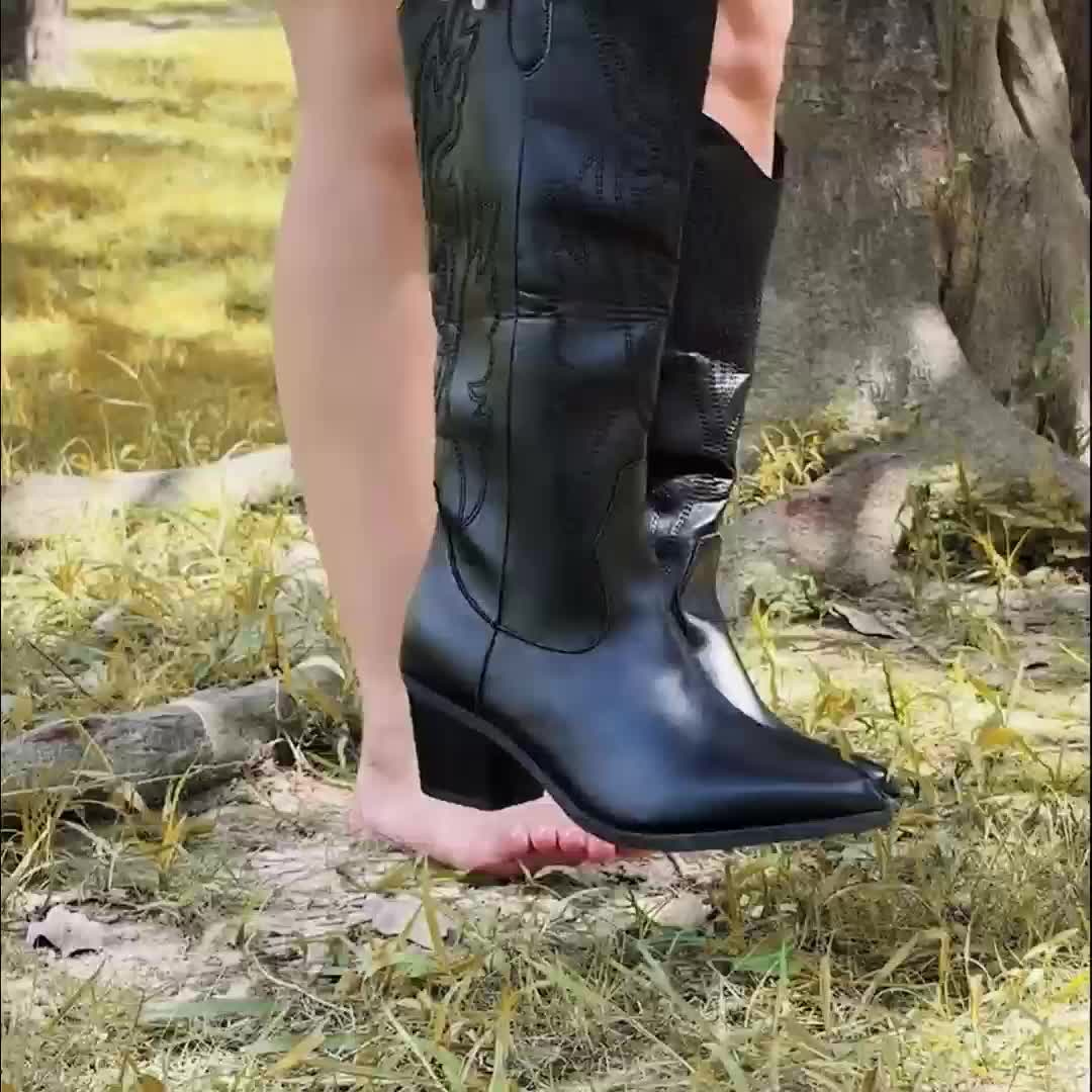 Kniehohe Damen Westernstiefel Für Breite Waden