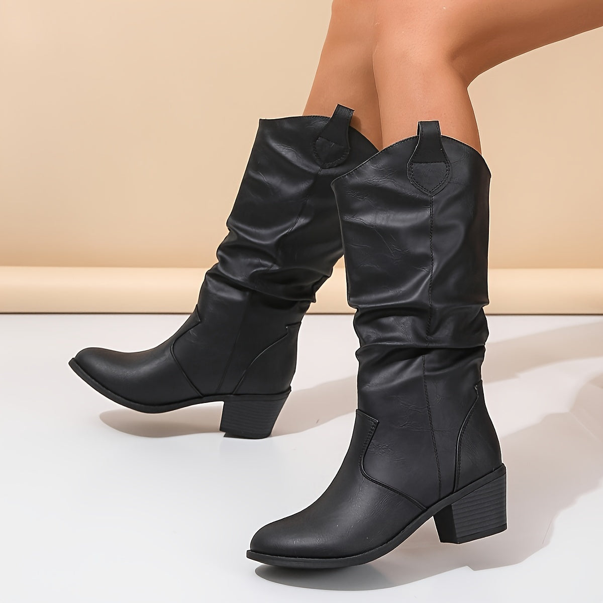 Flache Damen Western Stiefeletten Für Breite Waden