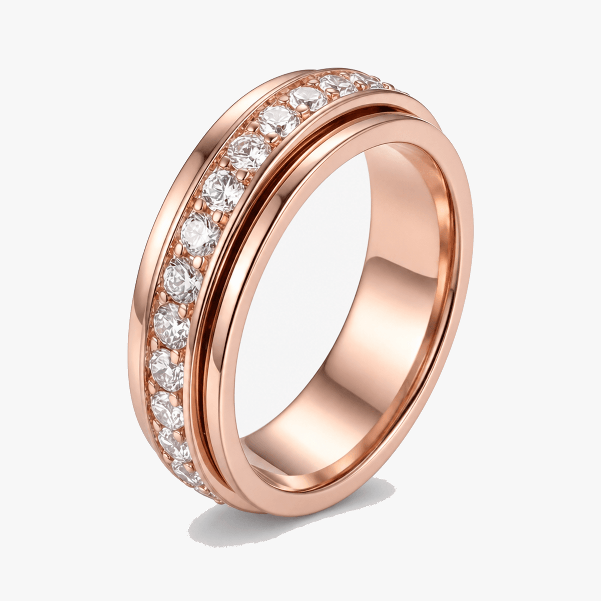 Drehbarer Spinner Ring mit Zirkonia Steinen