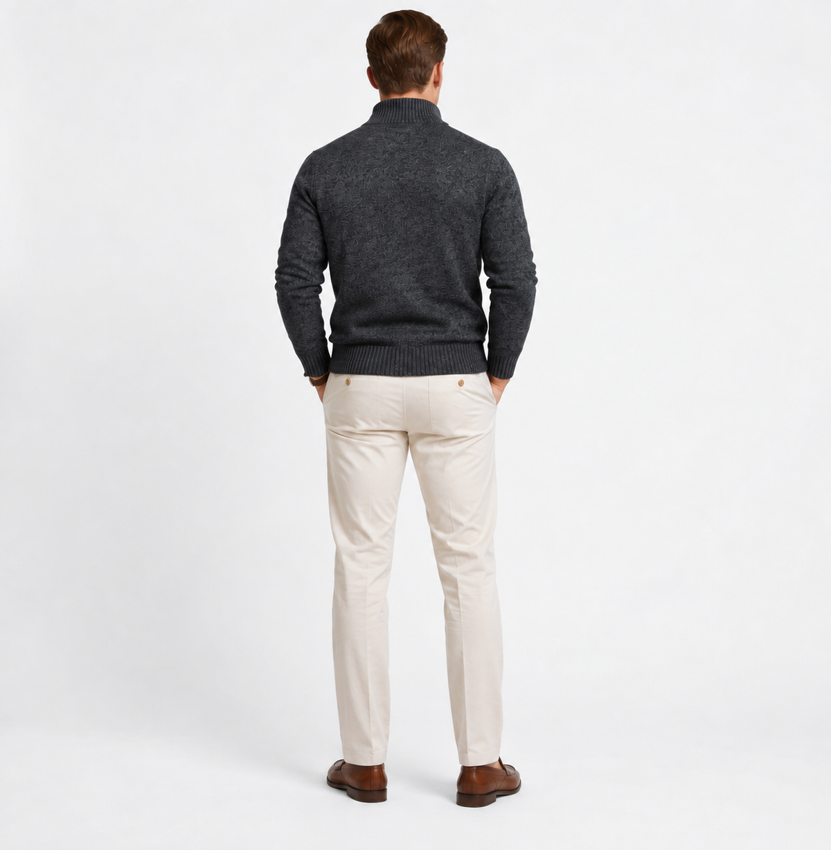 Eleganter Herren Pullover Slim Fit aus Woll-Baumwoll-Mix