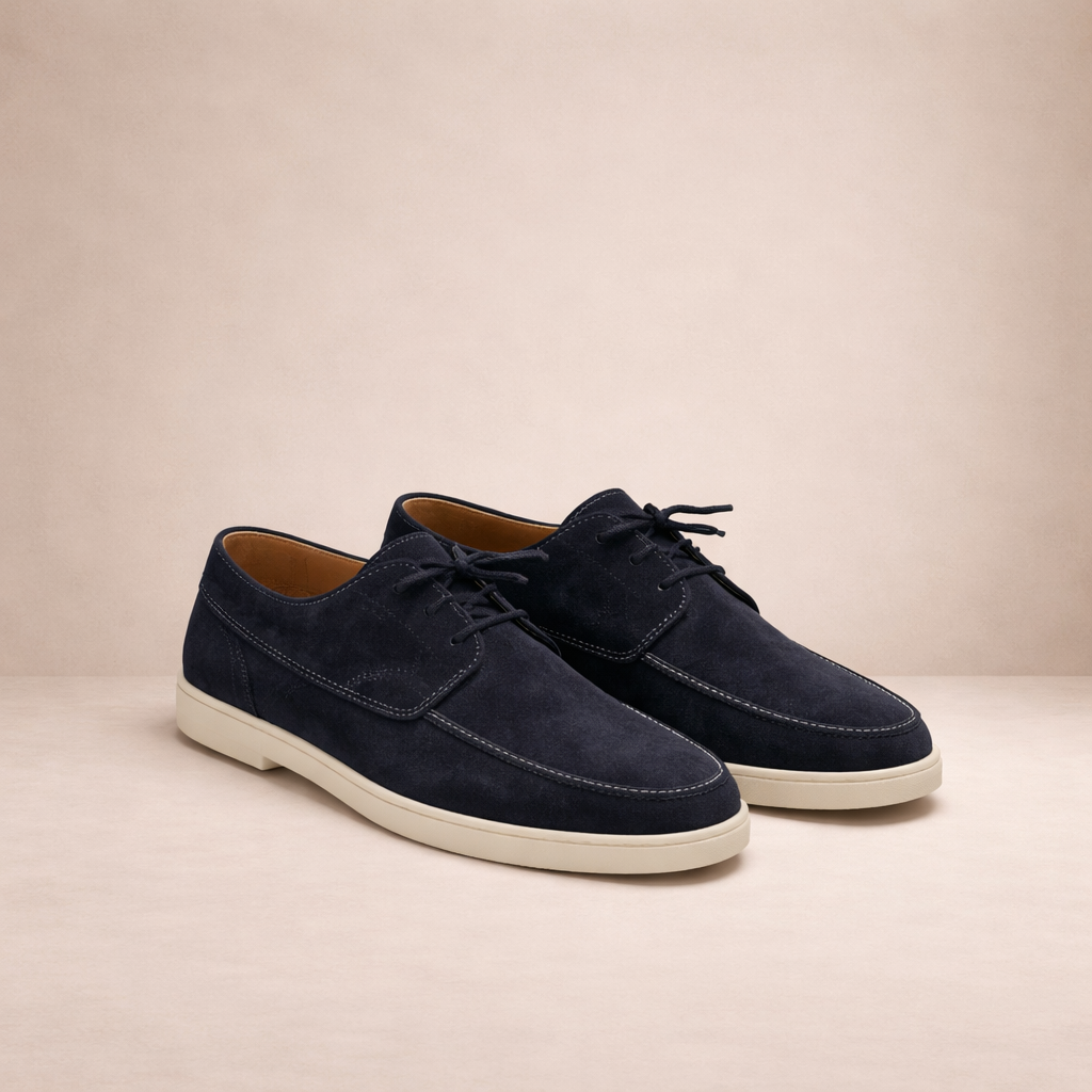 Herren Loafer aus Velourskunstleder mit Schnürung und geschlossener Spitze