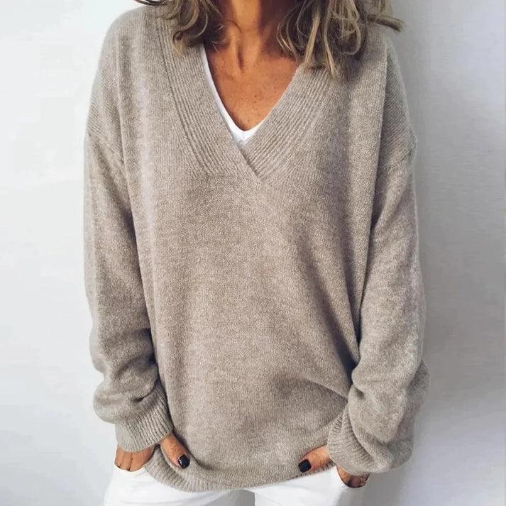 Damen Pullover Mit V-Ausschnitt Aus Weichem Feinstrick