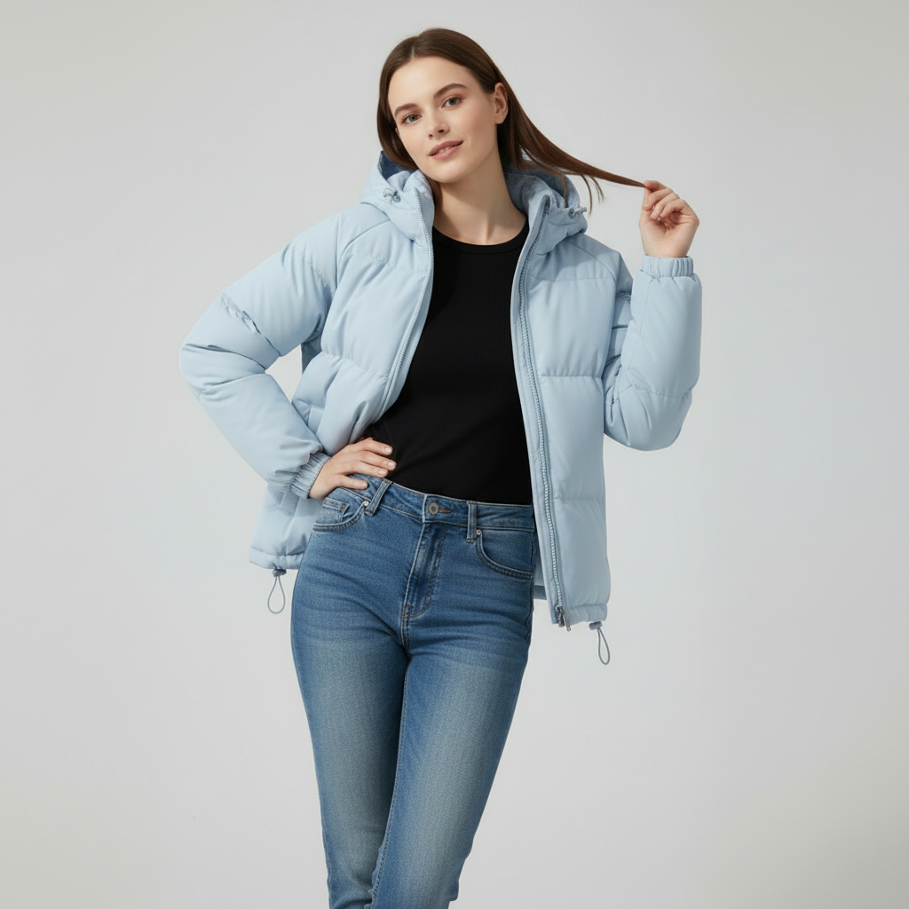 Gefütterte Damen Winterjacke Mit Kapuze