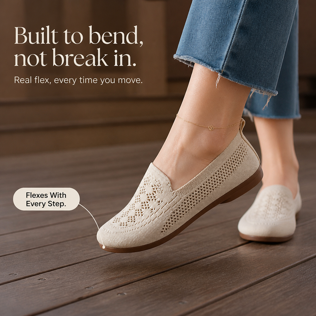 Damen Strick Slip-On Sneaker mit breiter Zehenbox