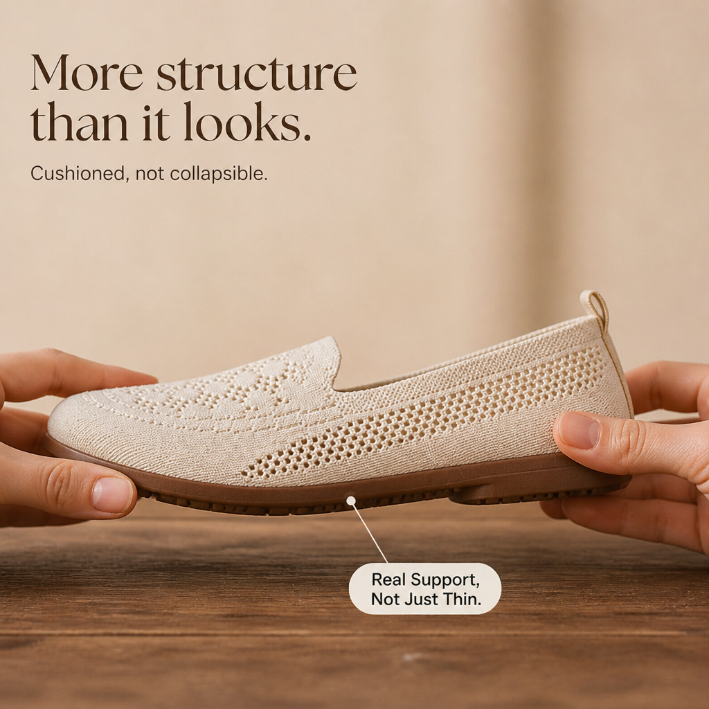 Damen Strick Slip-On Sneaker mit breiter Zehenbox