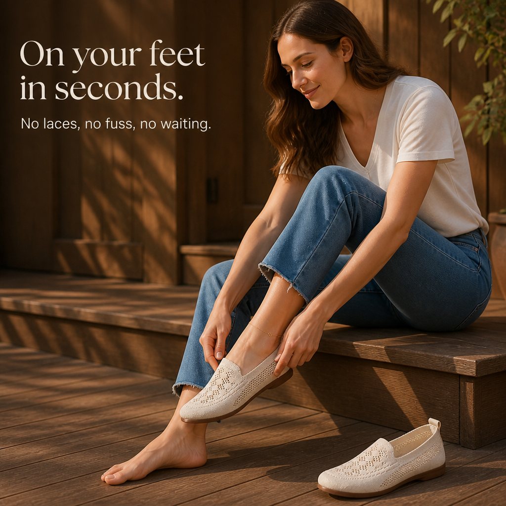 Damen Strick Slip-On Sneaker mit breiter Zehenbox