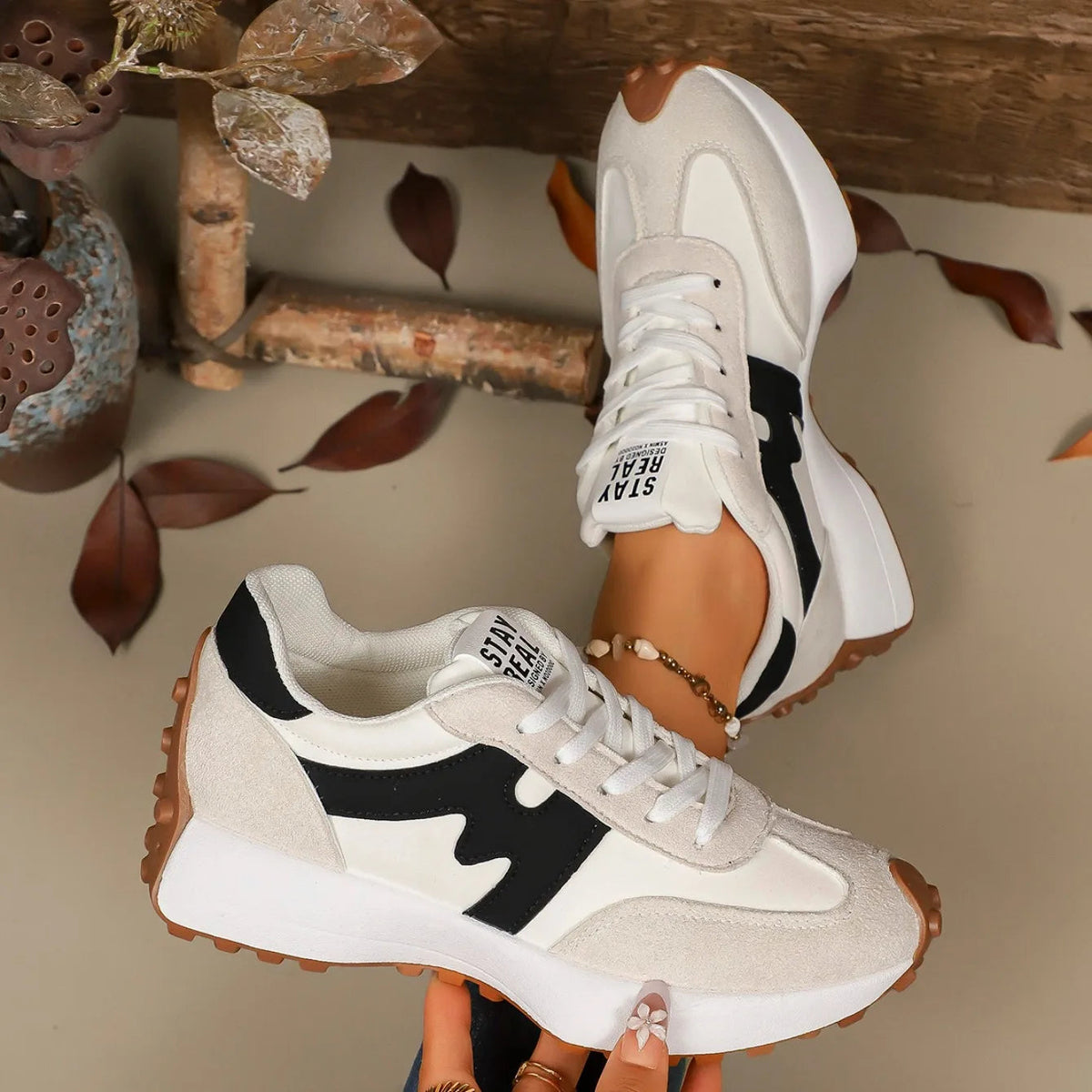 Damen Plateau Sneaker zum Schnüren