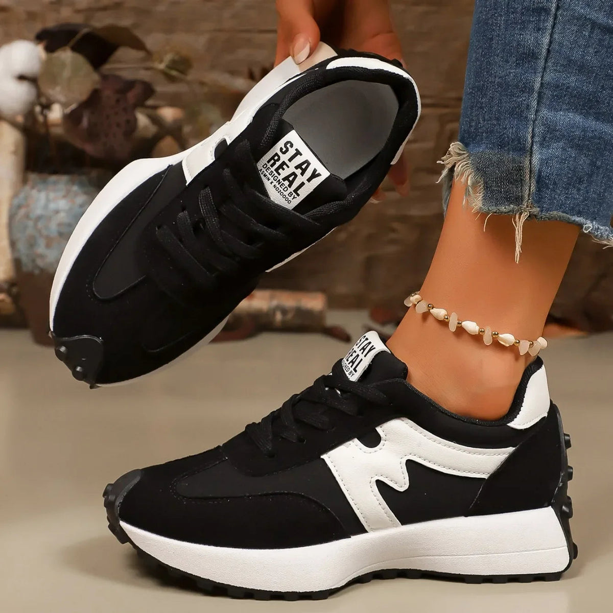 Damen Plateau Sneaker zum Schnüren