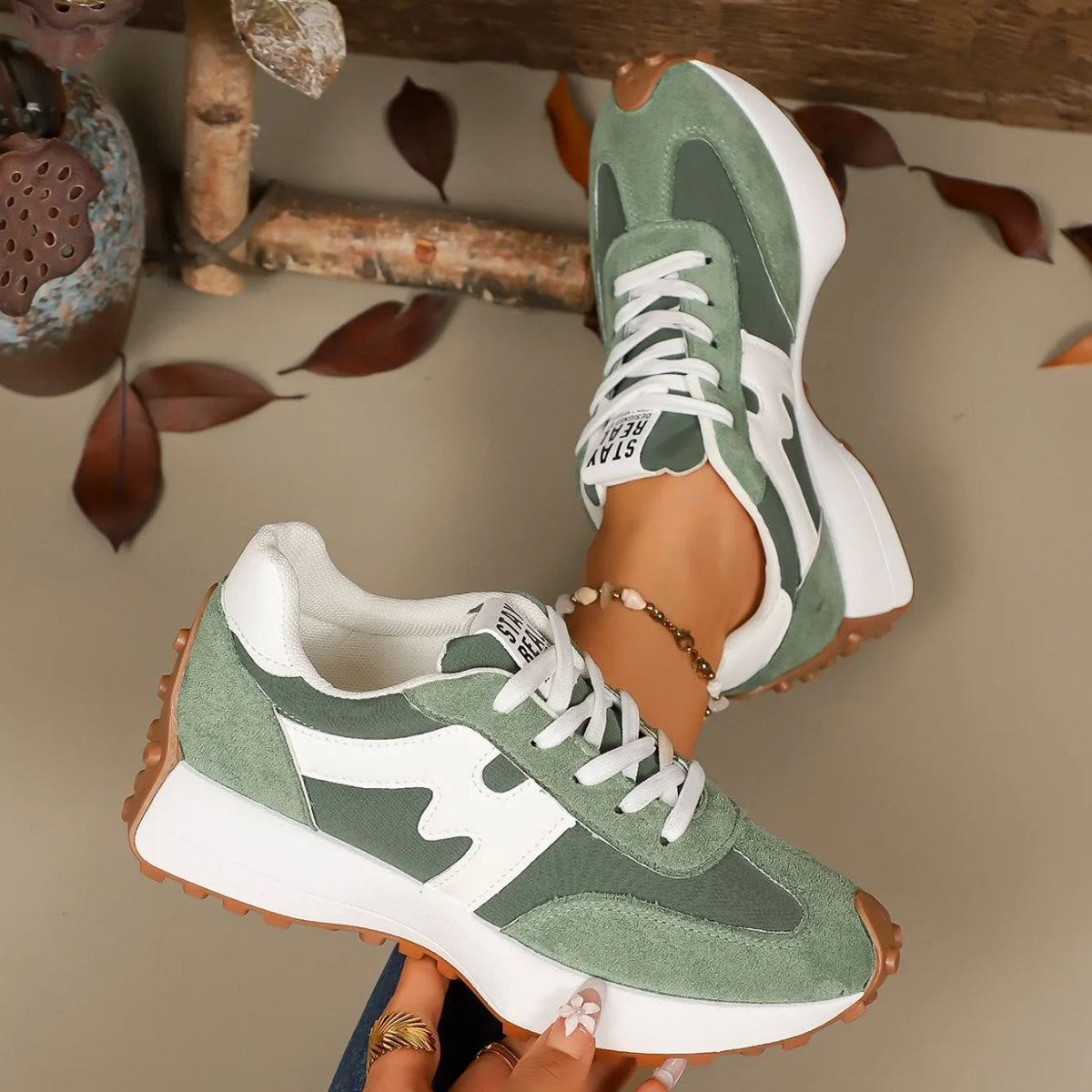 Damen Plateau Sneaker zum Schnüren