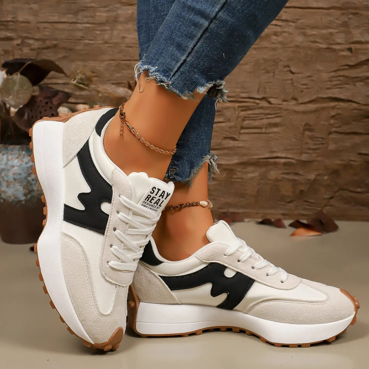 Damen Plateau Sneaker zum Schnüren