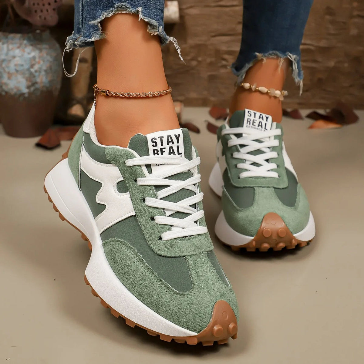 Damen Plateau Sneaker zum Schnüren