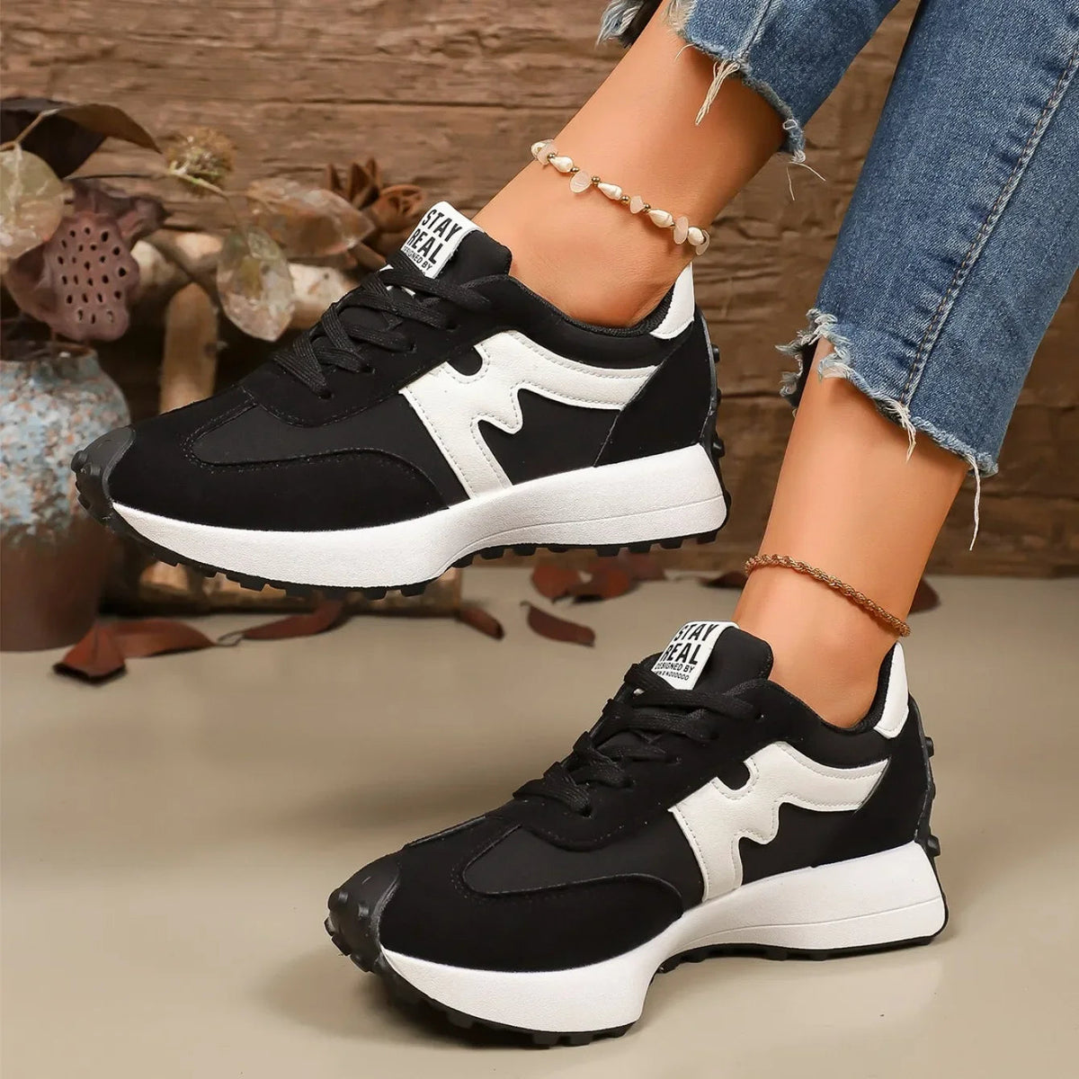 Damen Plateau Sneaker zum Schnüren