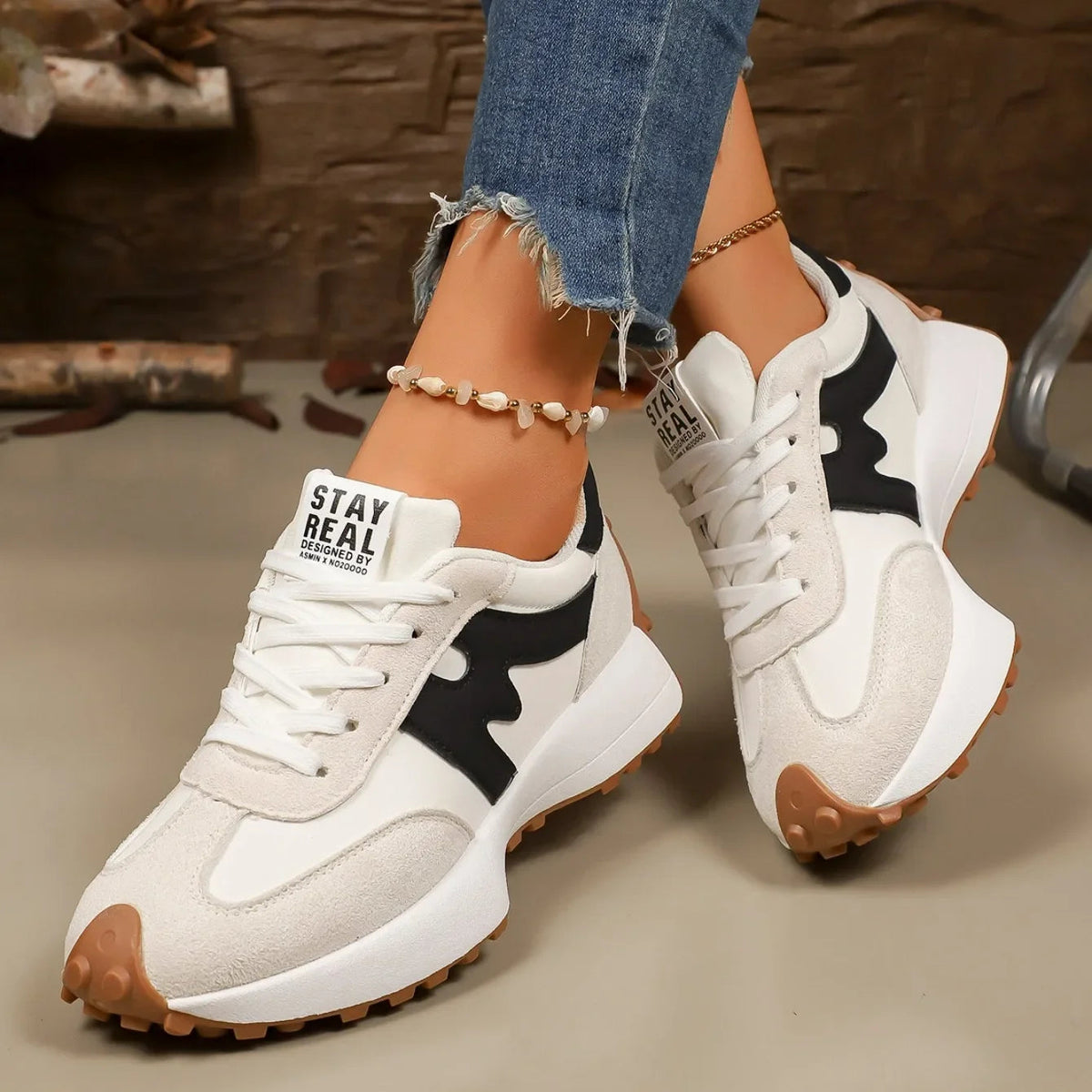 Damen Plateau Sneaker zum Schnüren