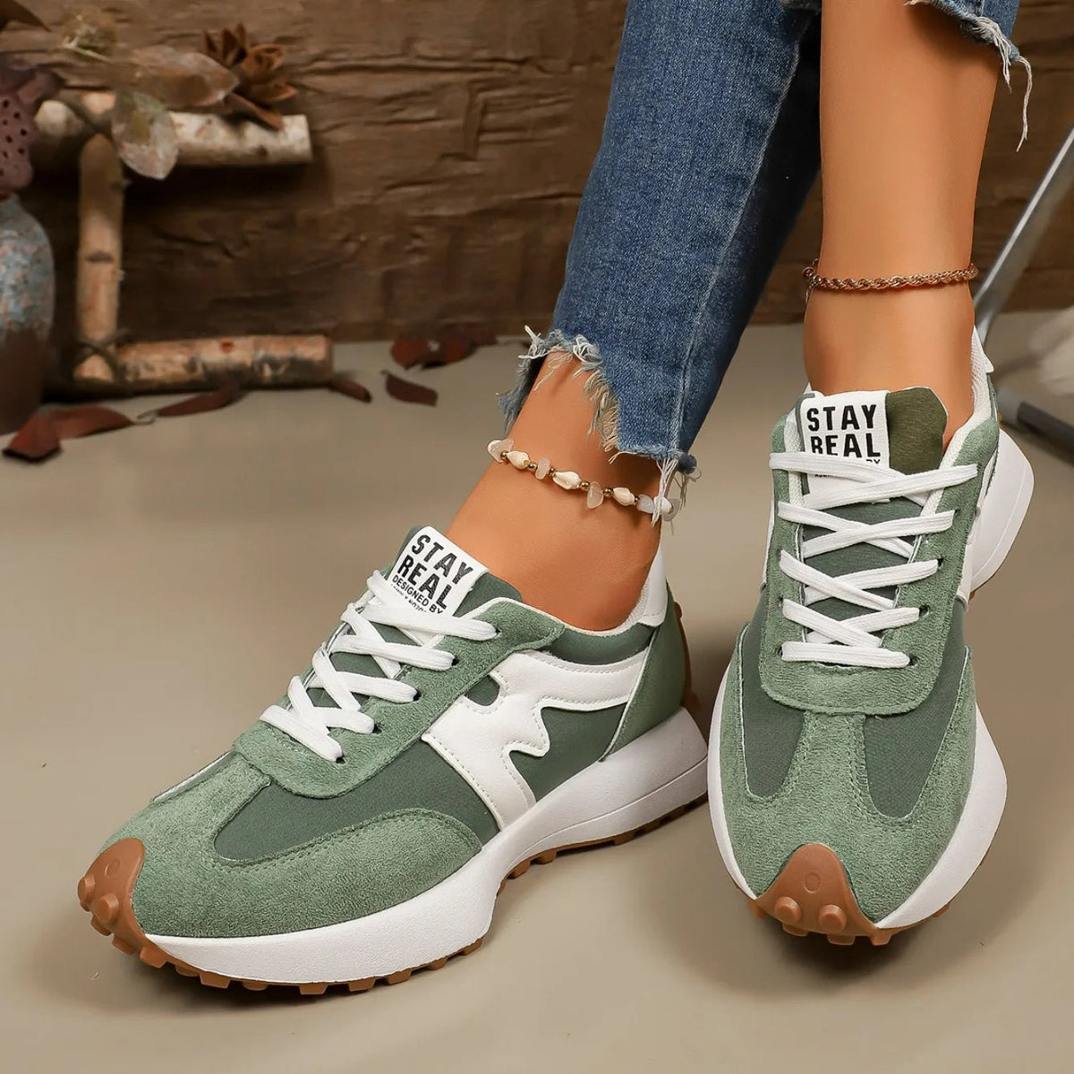 Damen Plateau Sneaker zum Schnüren
