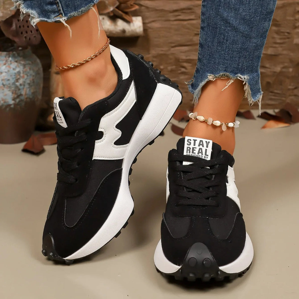 Damen Plateau Sneaker zum Schnüren