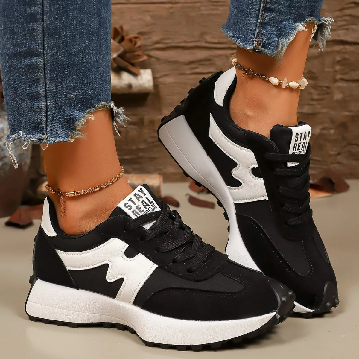 Damen Plateau Sneaker zum Schnüren