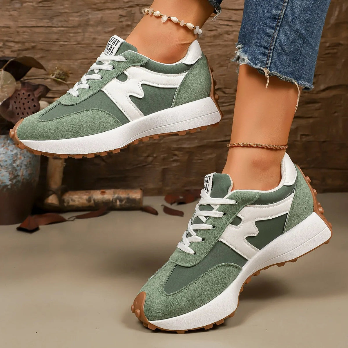 Damen Plateau Sneaker zum Schnüren