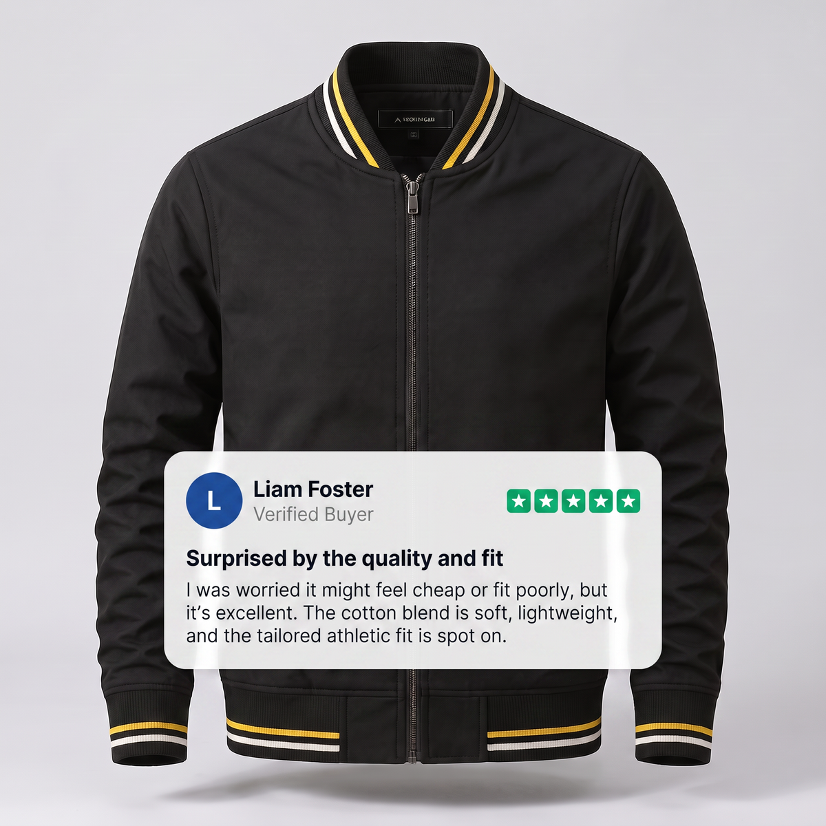 Herren Leichtjacke mit Zipp und Rippbündchen