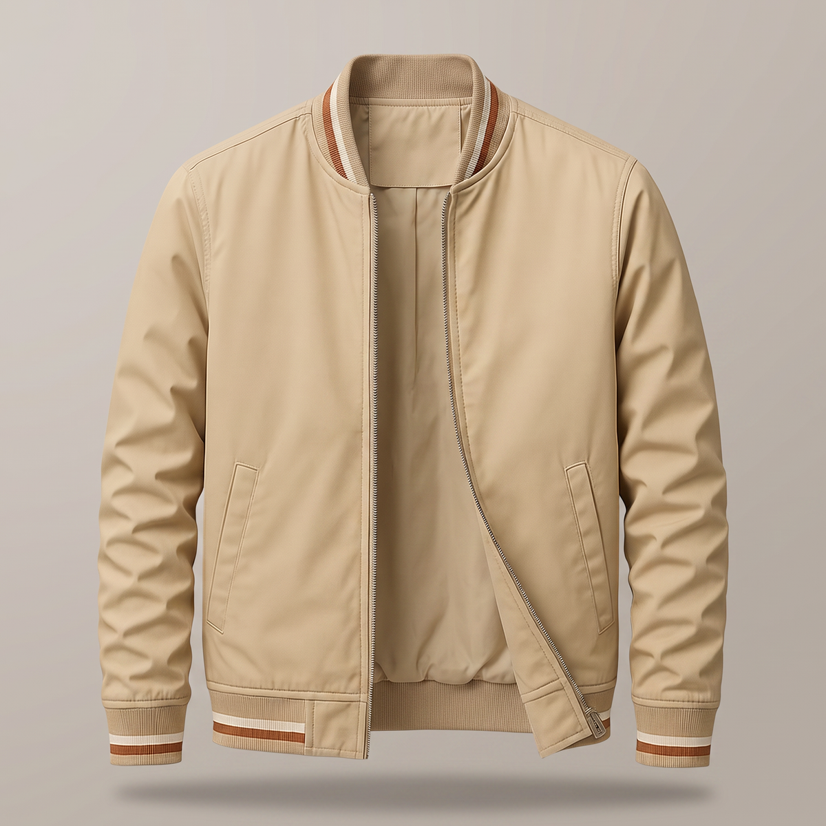 Herren Leichtjacke mit Zipp und Rippbündchen