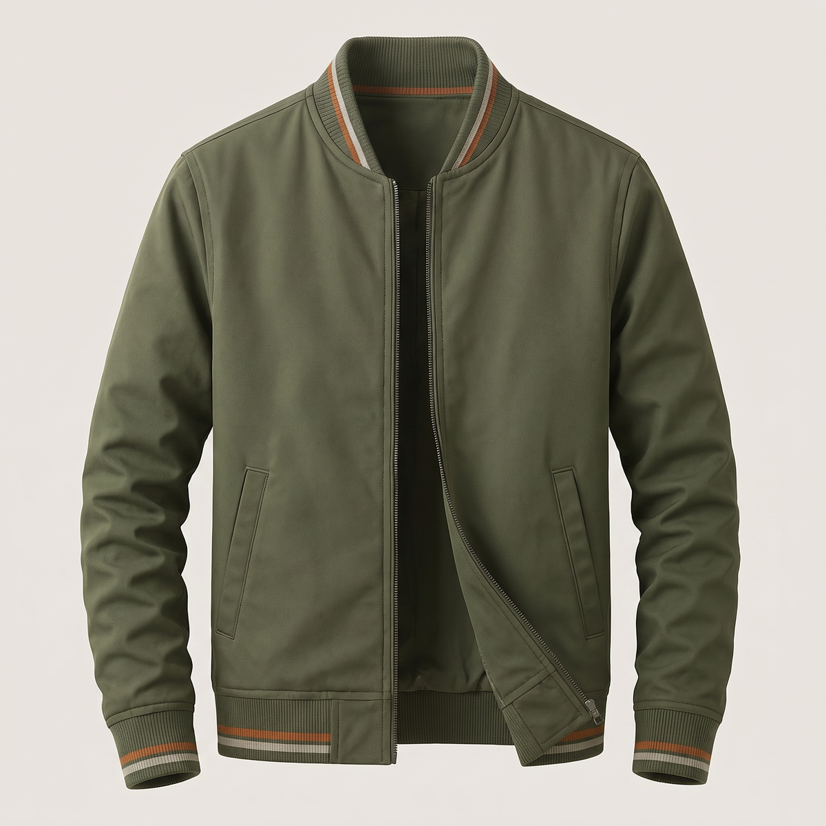 Herren Leichtjacke mit Zipp und Rippbündchen