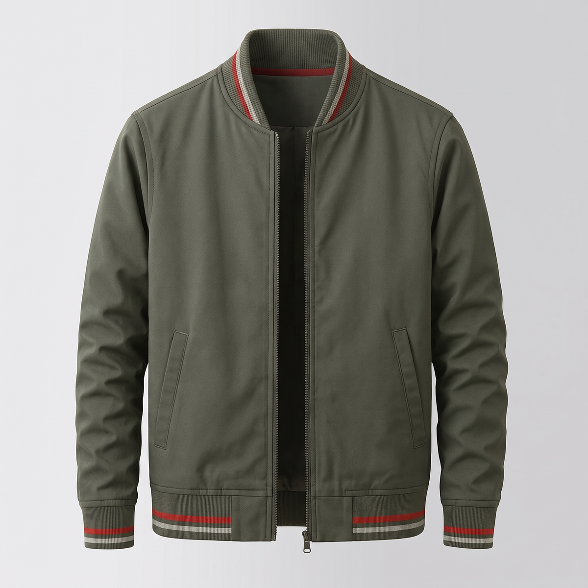 Herren Leichtjacke mit Zipp und Rippbündchen
