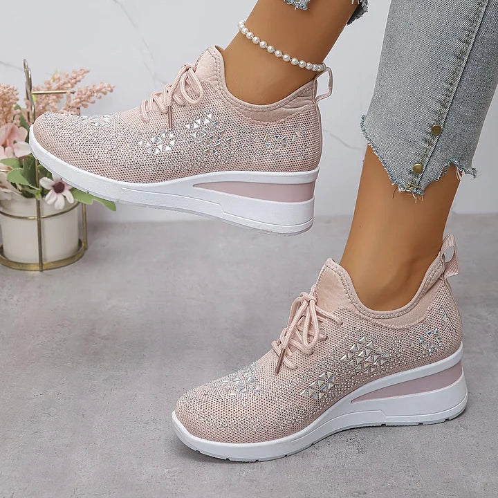 Atmungsaktive Orthopädische Damen Sneaker mit Strassdetails